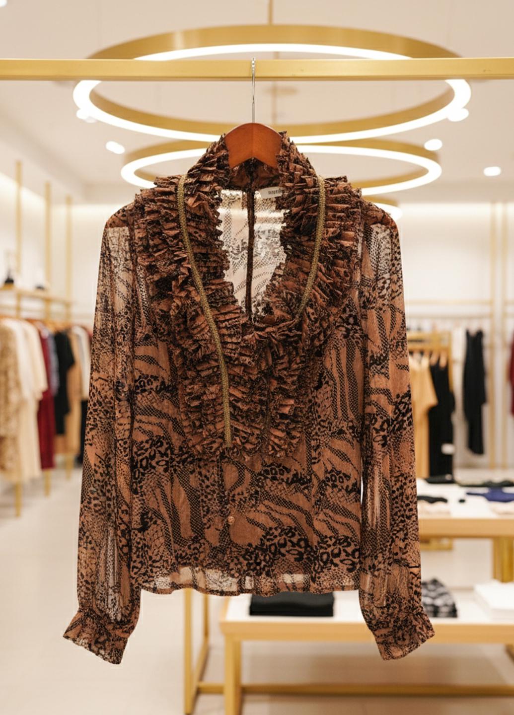 Блуза жіноча з рюшами Lowett LW-116476-1 р. 48 Коричневий (17852264) - фото 9 Блуза жіноча з рюшами Lowett LW-116476-1 р. 48 Коричневий (17852264) - фото 9