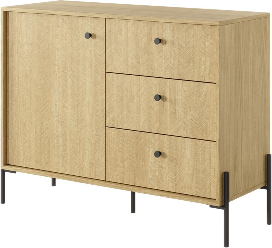 Буфет однодверний з шухлядами Moss Ash matt black legs 107 см