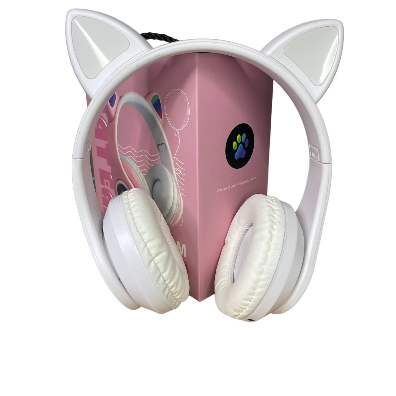 Наушники с ушками Cat Ear В39М беспроводные с подсветкой/FM-радио/MicroSD/Bluetooth Белый (235132523) - фото 3