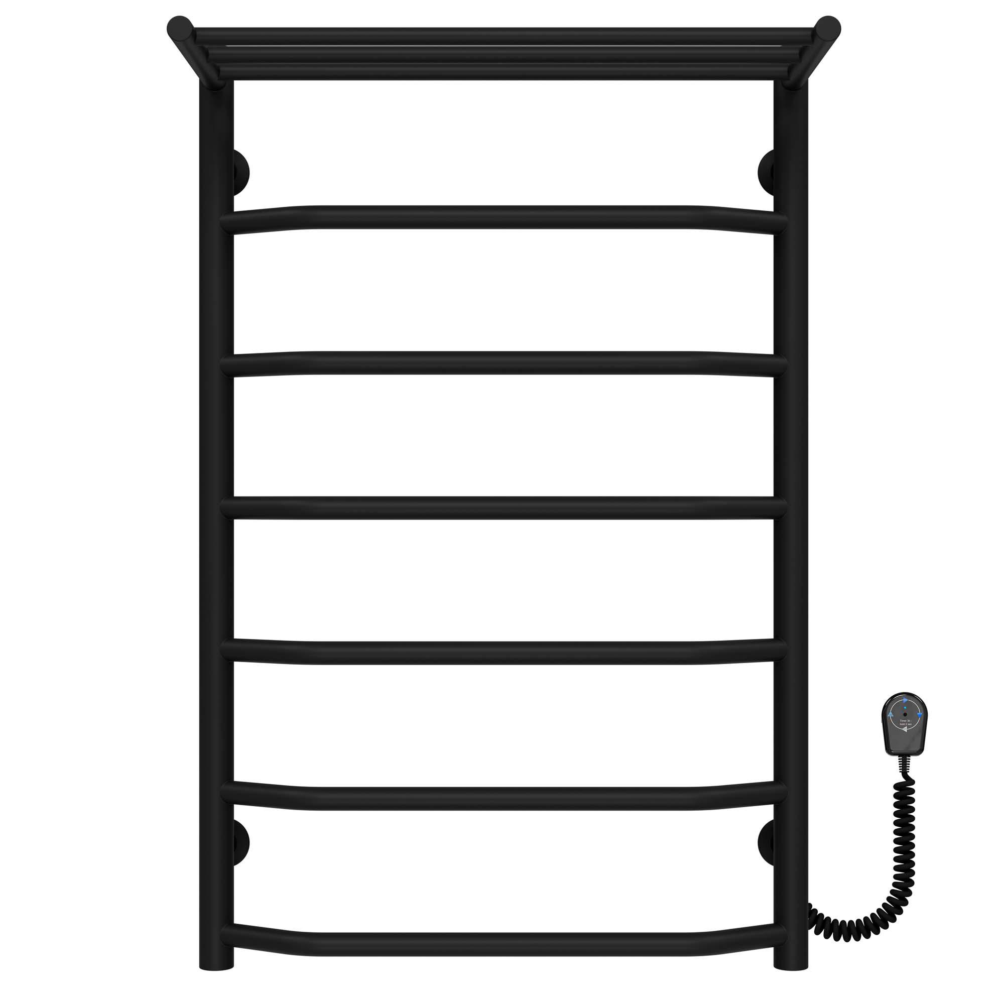 Полотенцесушитель электрический с полкой Deffi Трапеция П7 EF16 правое подключение нержавеющая сталь 500х800 мм Черный (C.TP.80.50.7.EBR5)