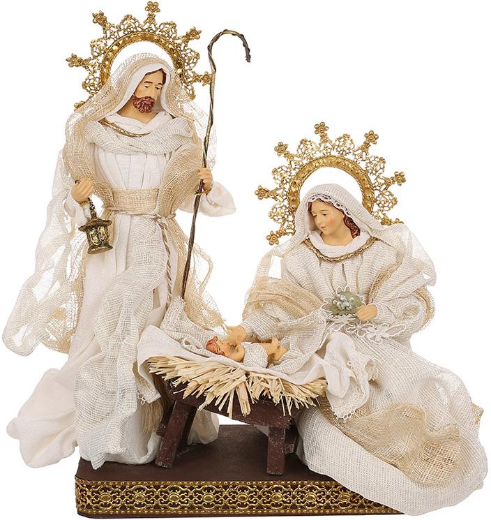 Фигура новогодняя Вертеп 3 шт. на подставке 38 см Золотой