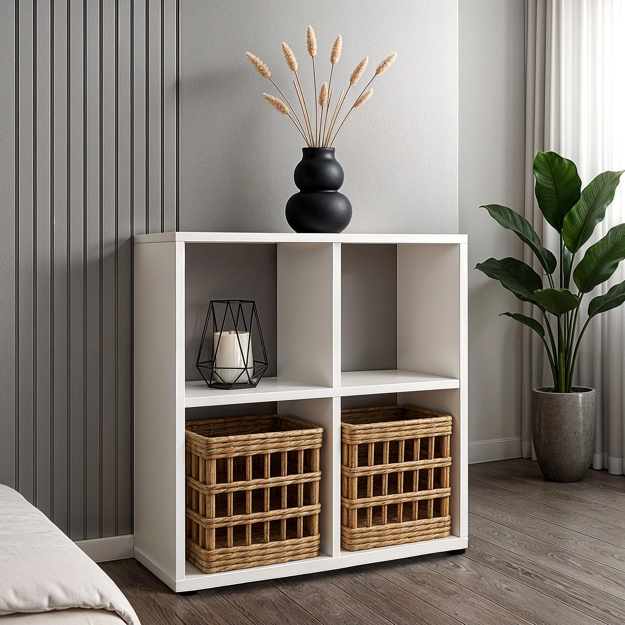 Стелаж для книг та декору на 4 комірки B-4 710х252х730 мм Білий