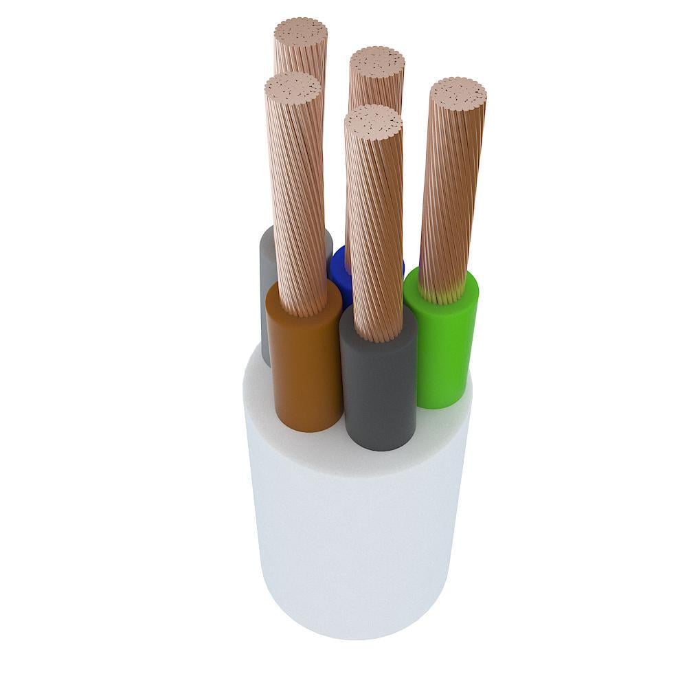 Провод медный ЗЗКМ ПВС круглый 5х2,5 мм2 Белый (28164452)