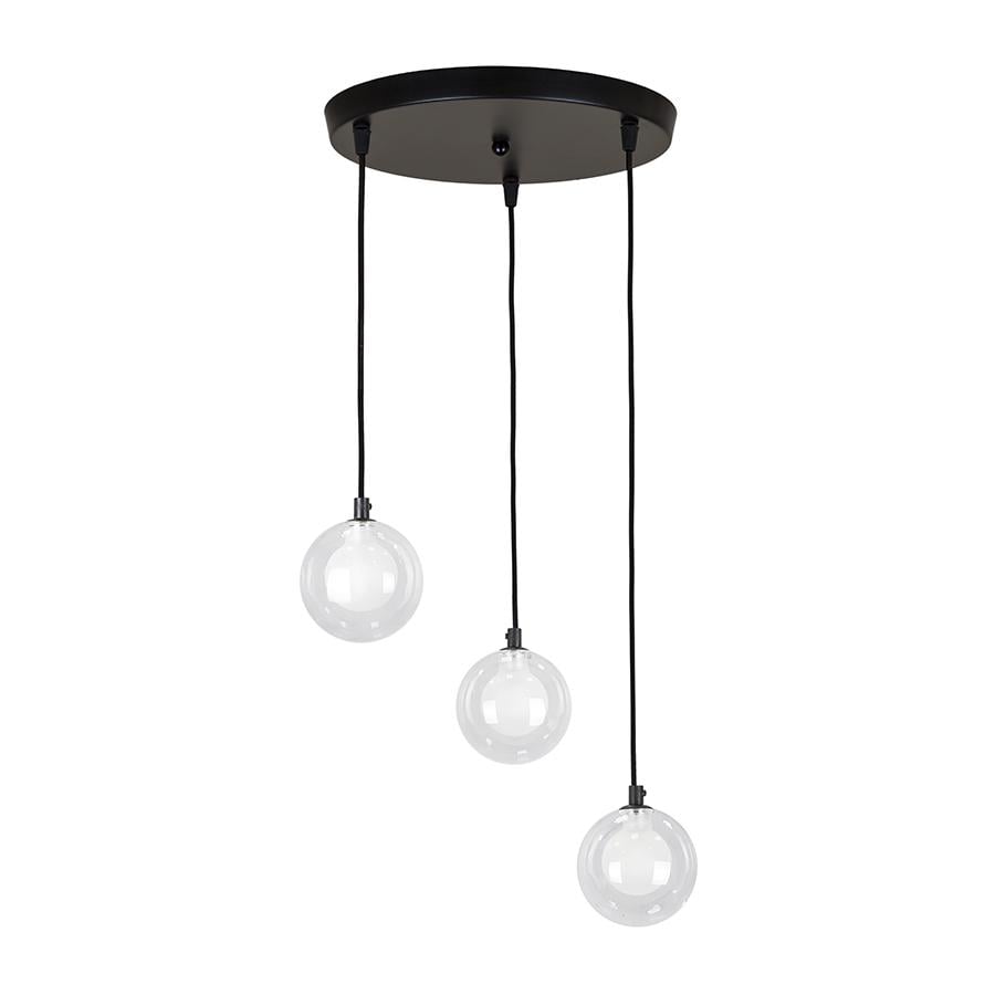 Люстра подвесная лофт Light House LS-19514-3 BK+CLWH 300 Черный/Прозрачный/Белый