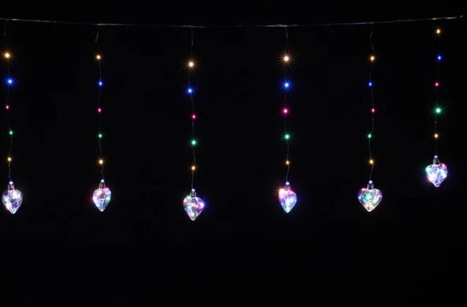 Светодиодная гирлянда Xmas Heart Лампочки сердца 3х1,5м 150 Led 10 лампочек по 8 см RGB - фото 4