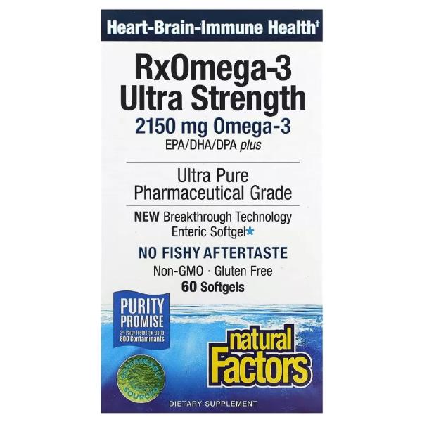 Омега 3 Natural Factors RxOmega-3 Ultra Strength 2150 мг 60 мяг. капс. (000022110) Омега 3 Natural Factors RxOmega-3 Ultra Strength 2150 мг 60 мяг. капс. (000022110)