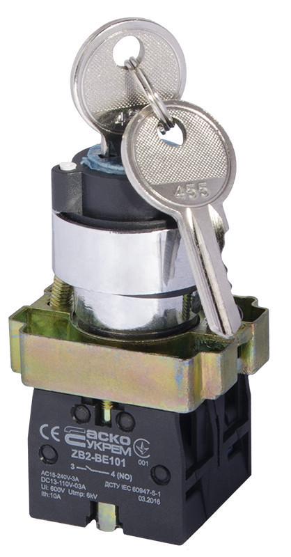 Кнопка XB2-BG03 поворотная с ключом 3-позиционная (A0140010008) Кнопка XB2-BG03 поворотная с ключом 3-позиционная (A0140010008)
