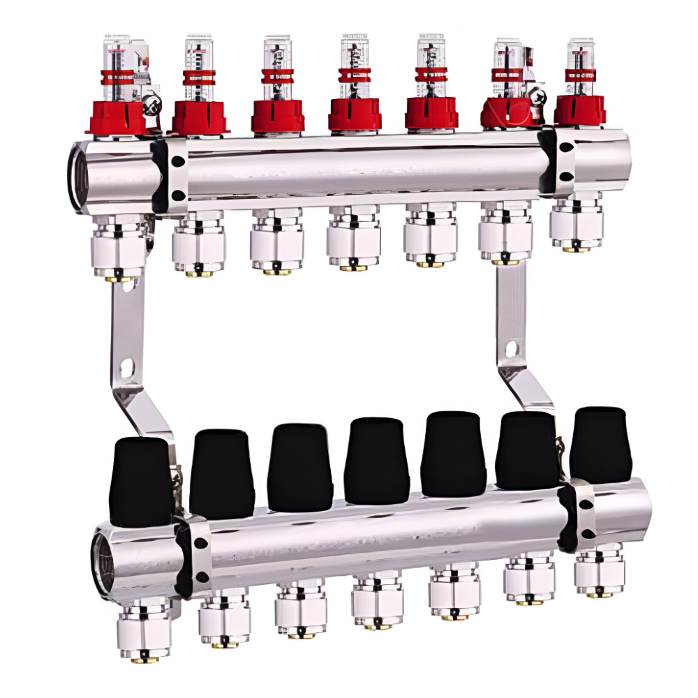 Коллектор для теплого пола DJOUL 1х3/4» 7 выходов с расходомерами (AKV-NN2016207A-e) Коллектор для теплого пола DJOUL 1х3/4» 7 выходов с расходомерами (AKV-NN2016207A-e)