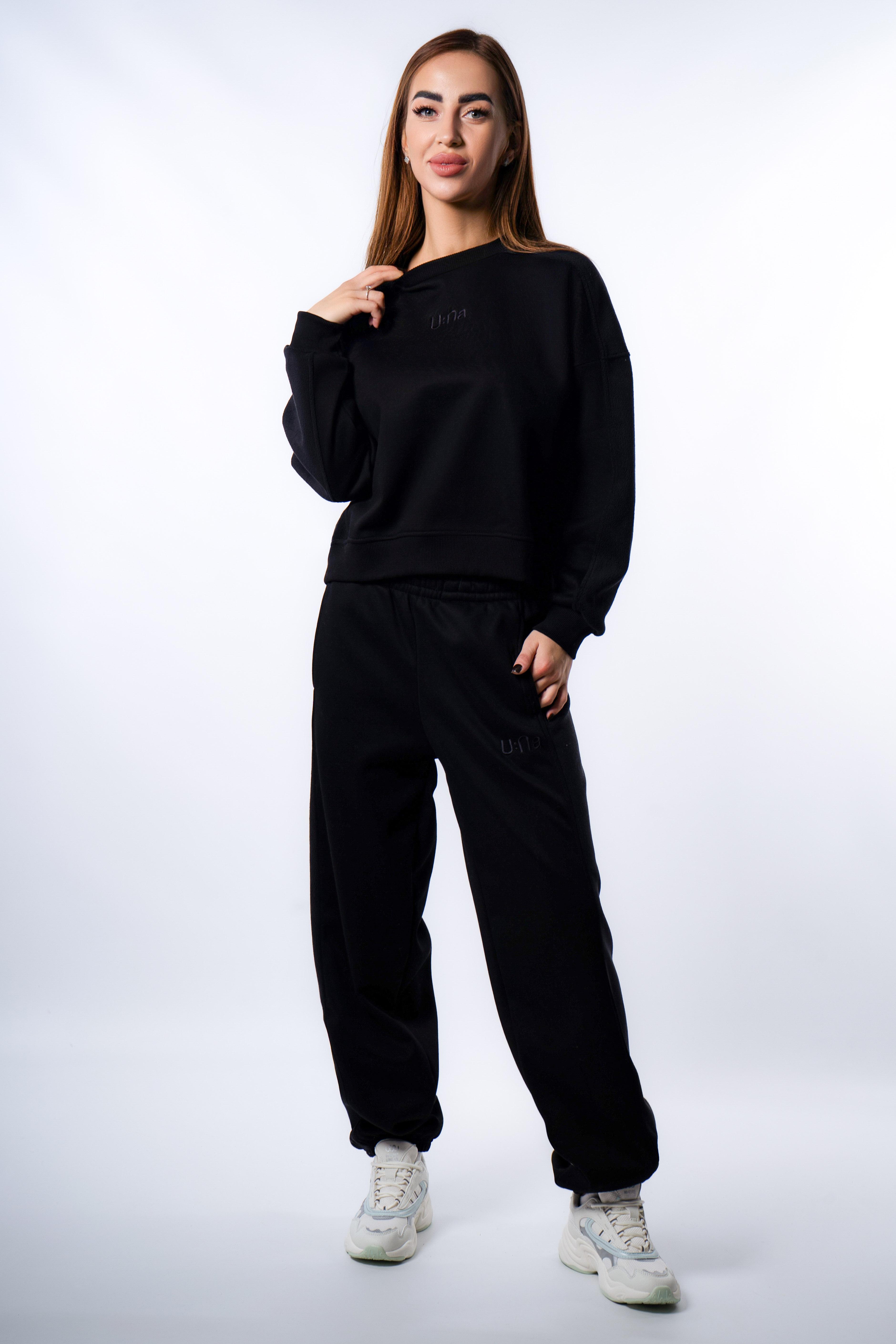 Cпортивные брюки женские U:na теплые на флисе 103938 L Черный