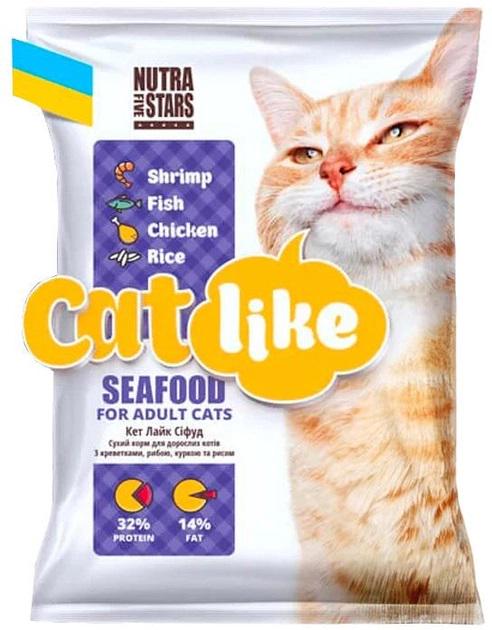 Корм для котов NutraFiveStars Catlike Seafood для взрослых сухой кошек с креветкой/курицей/рыбой/рисом 10 кг Фиолетовый (000019887)