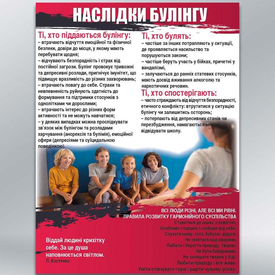 Інформаційний стенд Стоп булінг 450х600 мм з ламінацією 3 мм (63507/5)