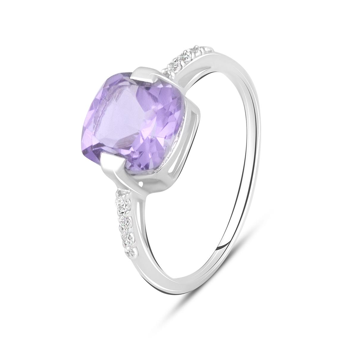 Кольцо серебряное с натуральным аметистом 2,923 ct 2,42 г р. 18 (2111283)