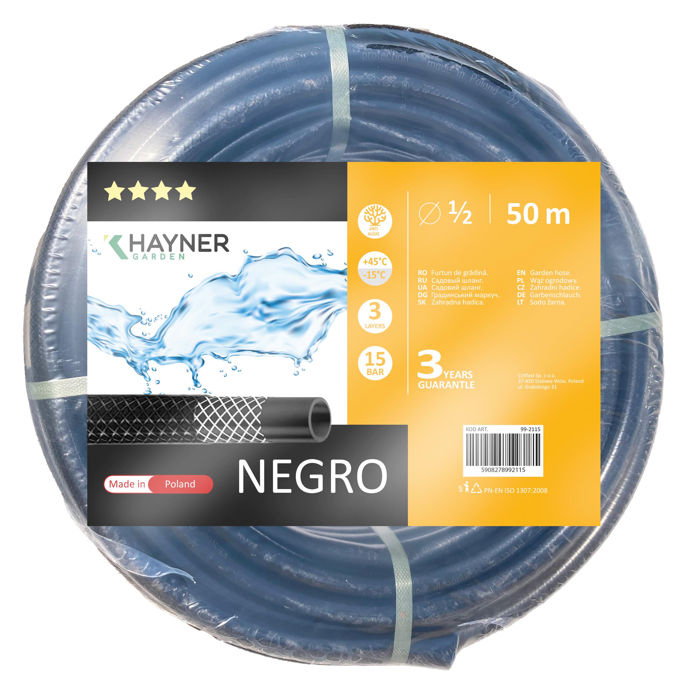 Шланг поливочный Khayner Garden 1/2" x 50 м 15 бар Черный (99-2115)