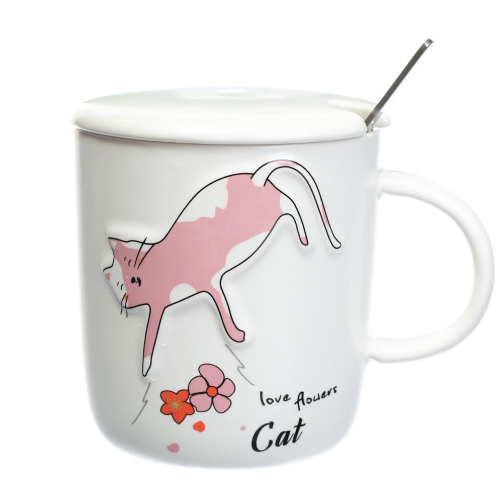 Керамическая чашка Elisey Cat and butterfly Розовый 400 мл (8805-015)