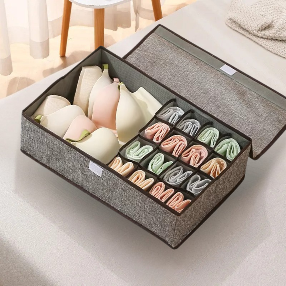 Органайзер для нижньої білизни/шкарпеток складаний з кришкою 17 осередків (NY-1000) Органайзер для нижньої білизни/шкарпеток складаний з кришкою 17 осередків (NY-1000)