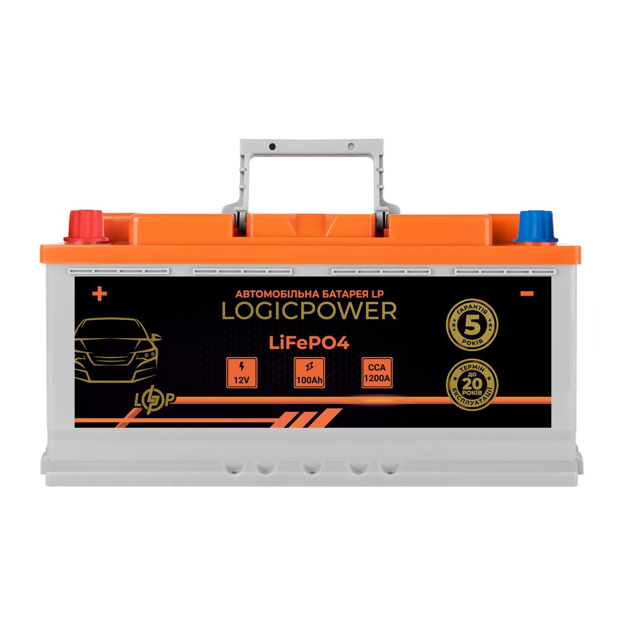 Акумулятор автомобільний літієвий LP LiFePO4 12V-100 Ah + зліва BMS 1200А