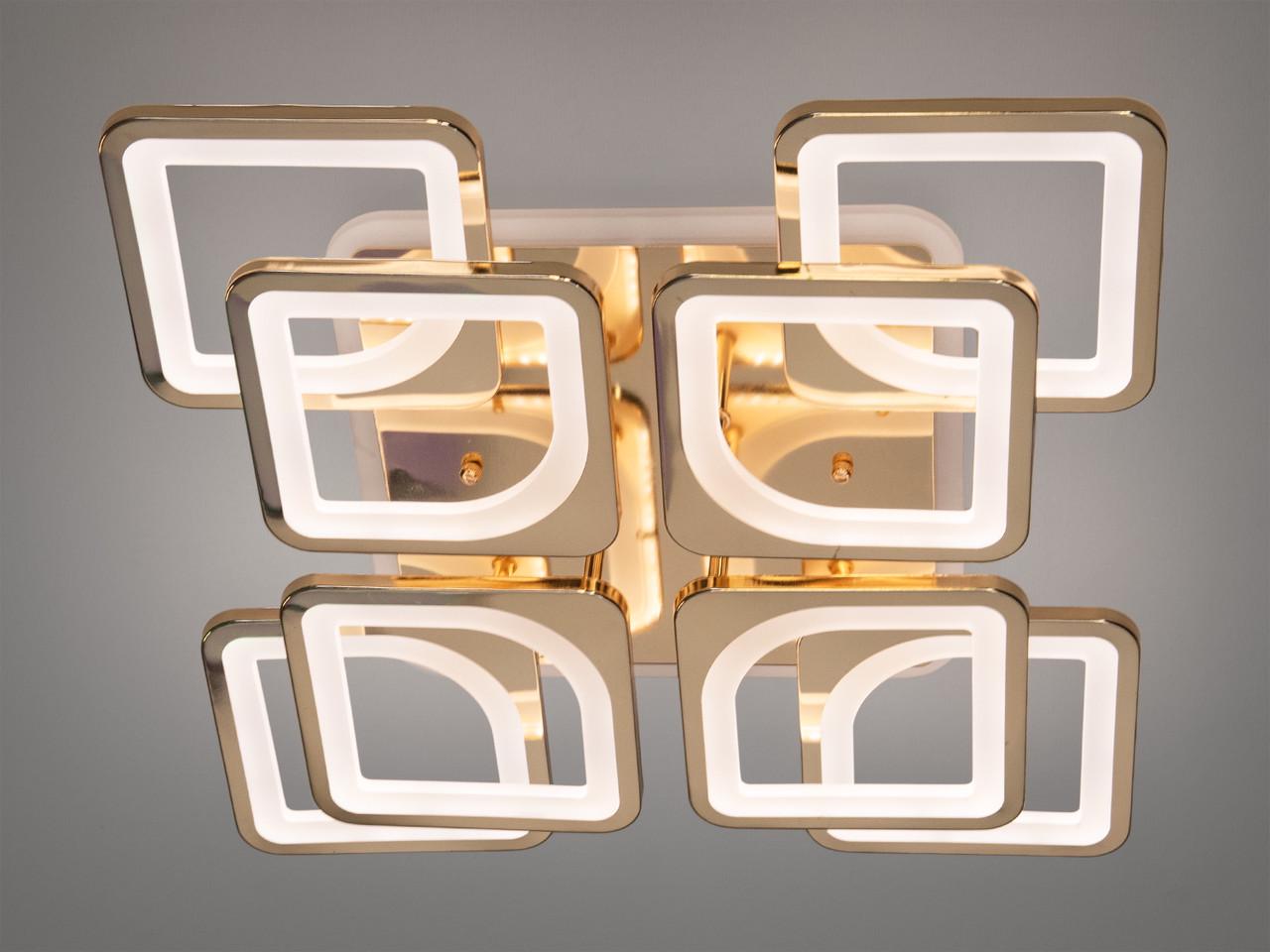 Люстра LED у вітальню з диммером HS8060-4+4G-LS 130W на 18 м2 Золотий (2564583173)