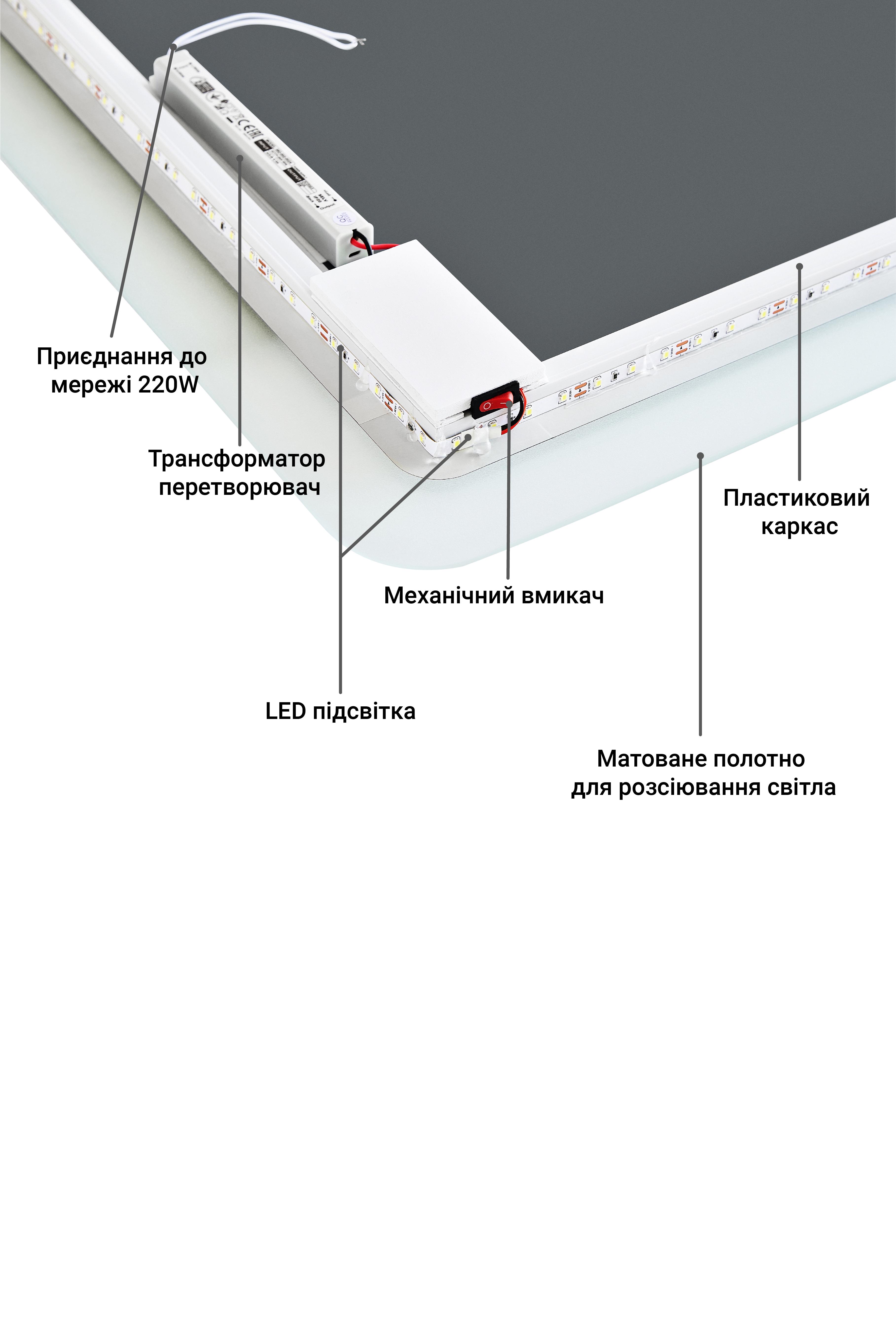 Зеркало с LED подсветкой Global Glass MR-3 1000х800 мм (9230488) - фото 4