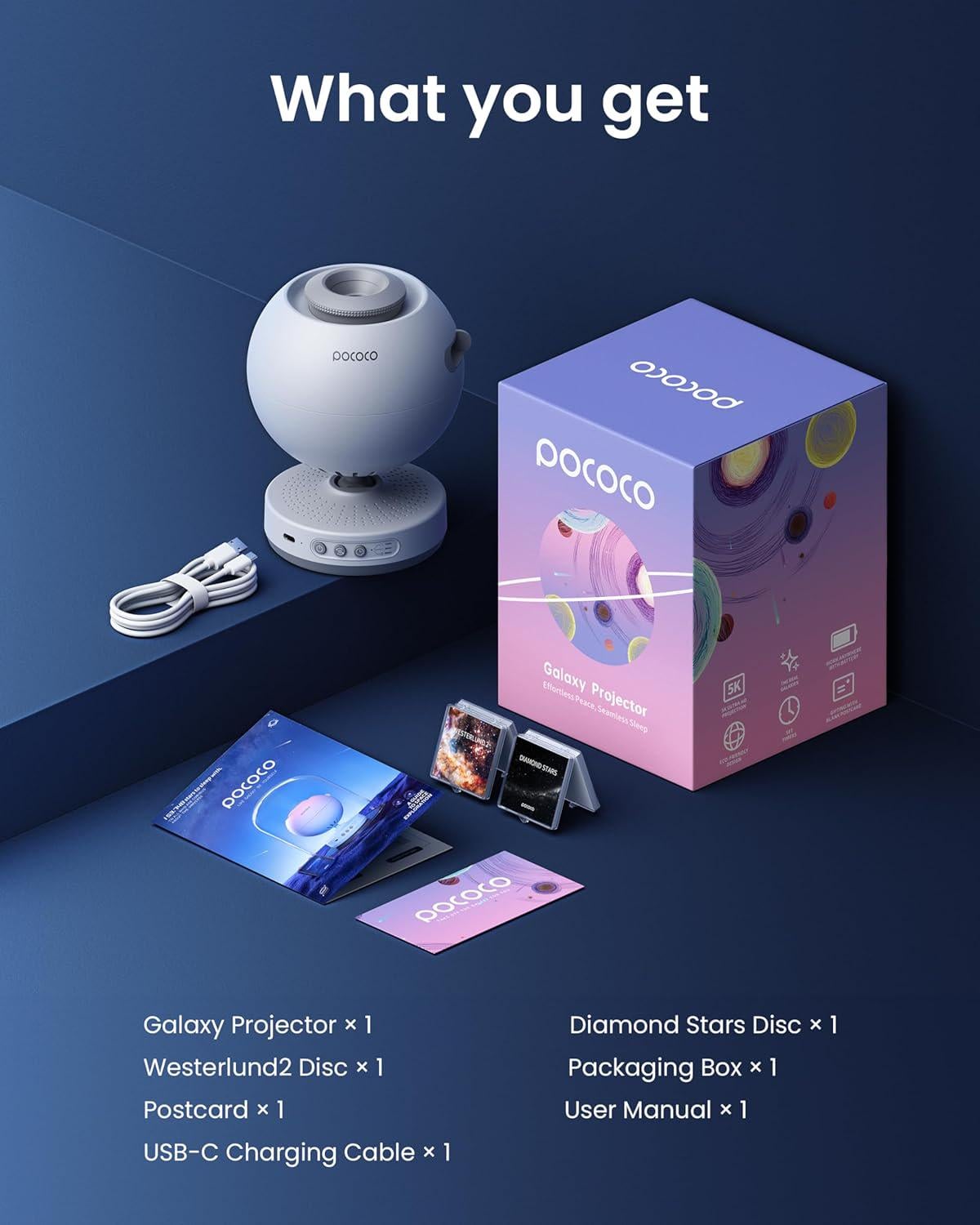 star プロジェクター ᐉ Проектор звездного неба POCOCO Galaxy Star Projector White