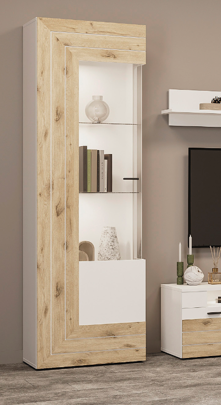 Пенал в гостиную SOKME Джейкоб 600х372х1940 мм Дуб викинг/Белый