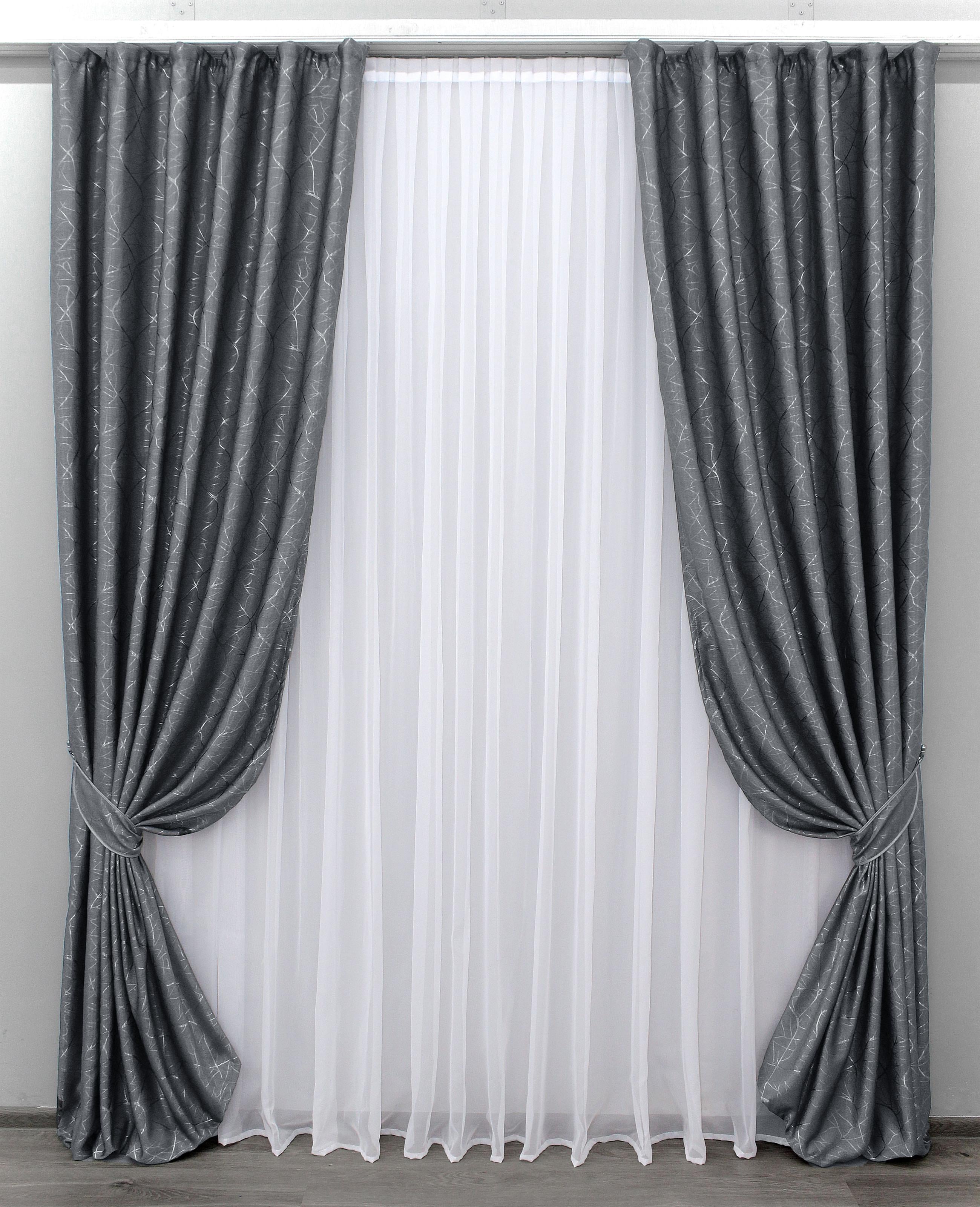 Комплект штор VR-Textil Саванна № 636ш лен 100х270 см 2 шт. Графитовый (31-066)