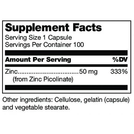 Мікроелемент Цинк Douglas Laboratories Zinc Picolinate 50 мг 100 Caps (DOU-07440) - фото 2