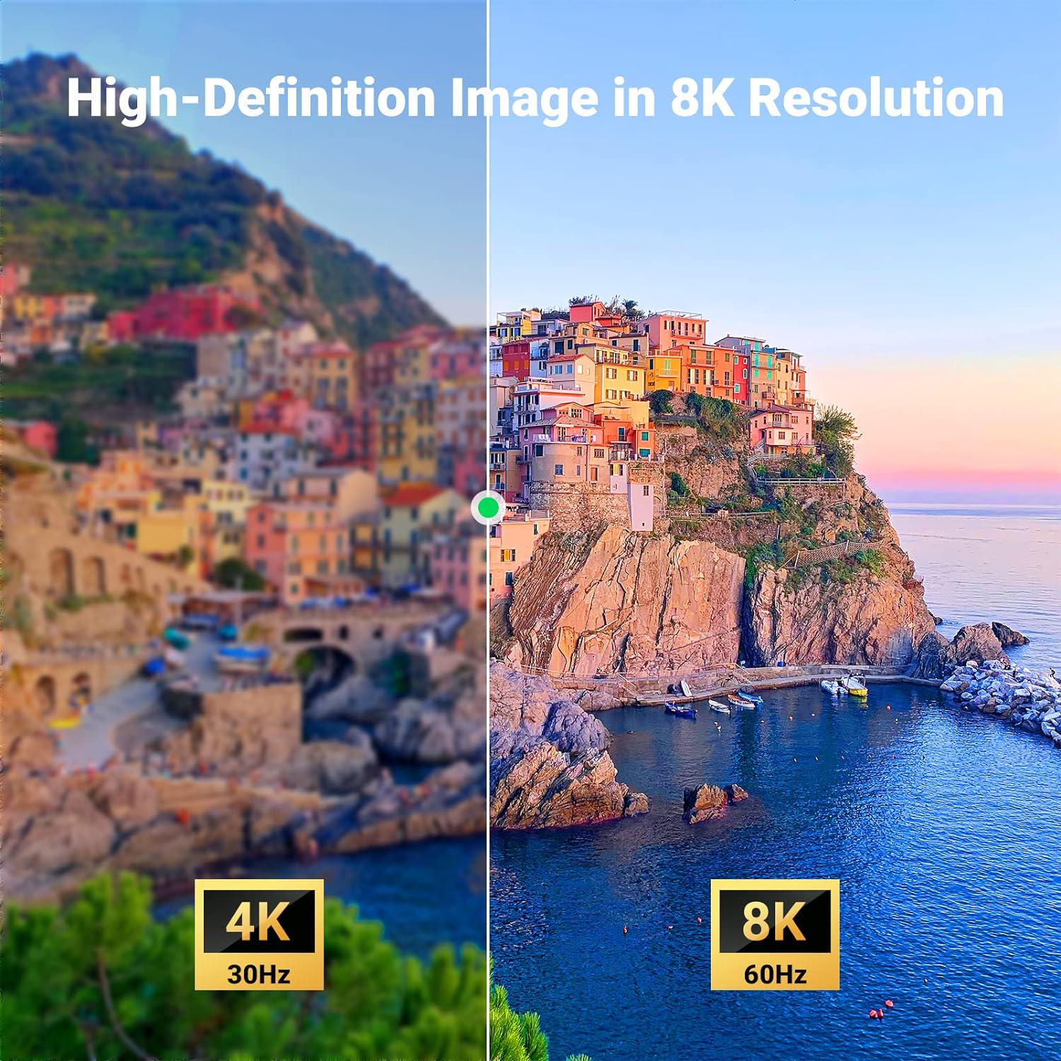 Кабель двонаправлений UGREEN micro HDMI-HDMI 2.1 8K 60Hz 4K 144Hz 1080P 240Hz 48 Гбіт/с HDR 10+ eARC HDMI-C на HDMI-A 1 м Чорний (15516) - фото 3