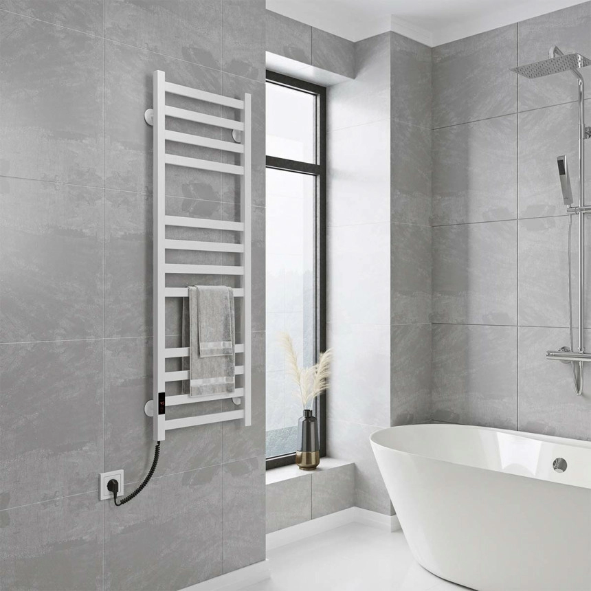 Полотенцесушитель Deffi Magnus П12 электрический Е левое соединение 400х1200 см Белый