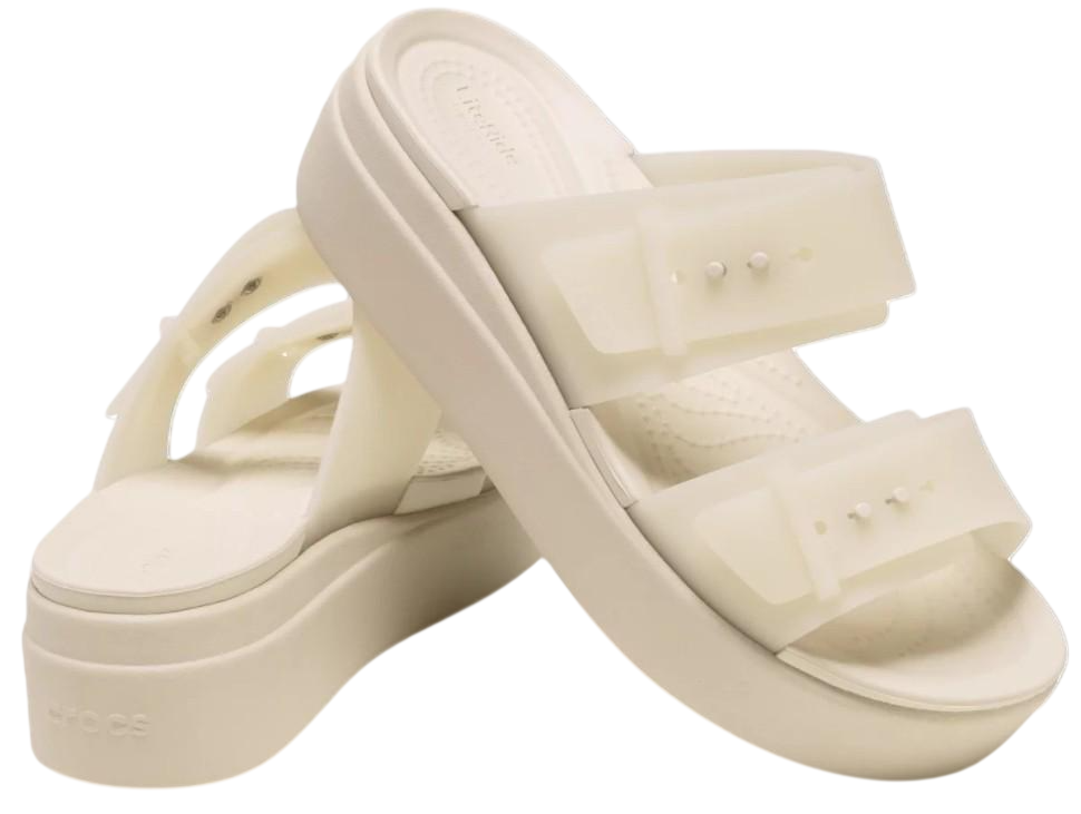 Сандалії жіночі Crocs Brooklyn Buckle Frosted Low Wedge Sandstone р. 39-40 Бежевий (25634)