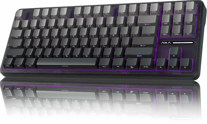 Клавиатура беспроводная AULA F87 PRO и наклейки/Bluetooth/RGB/игровая/Hot Swap/3 режима подключения Grey