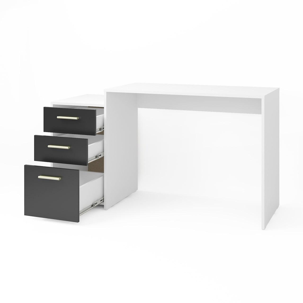 Компьютерный стол на 3 ящика с тумбой ДСП 1385х756x502 мм Белый/Черный (A-187) - фото 3 Компьютерный стол на 3 ящика с тумбой ДСП 1385х756x502 мм Белый/Черный (A-187) - фото 3