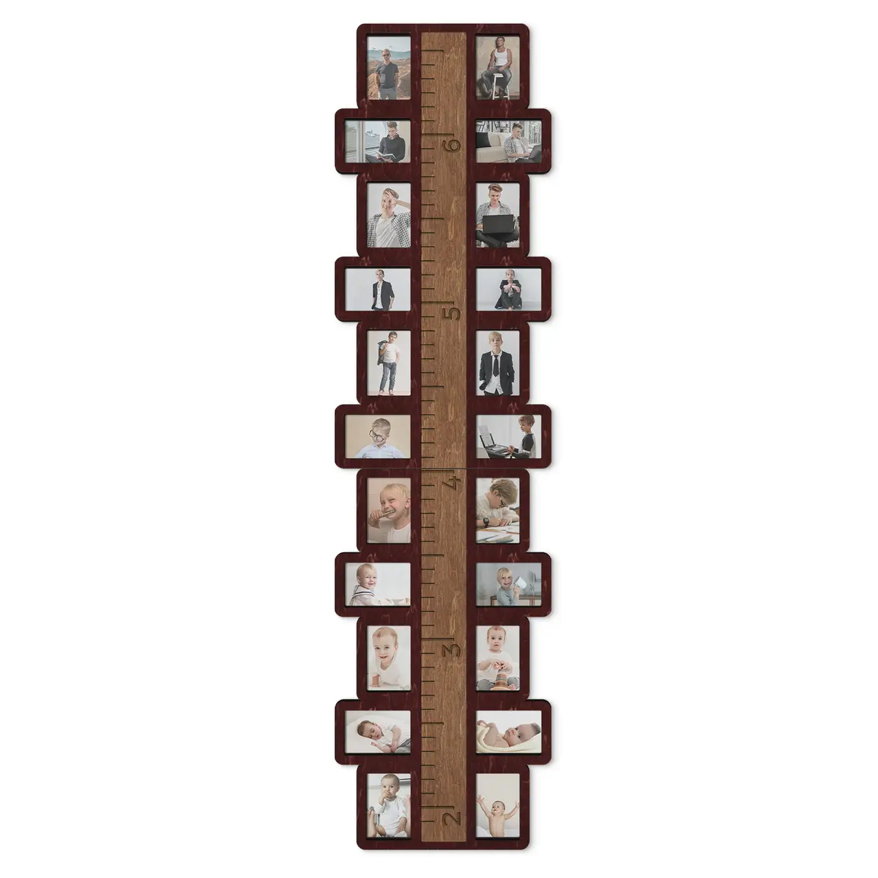Фоторамка для дитячих фото з лінійкою шкалою зросту на 22 фото Чорний (age_meter_ruler-4)