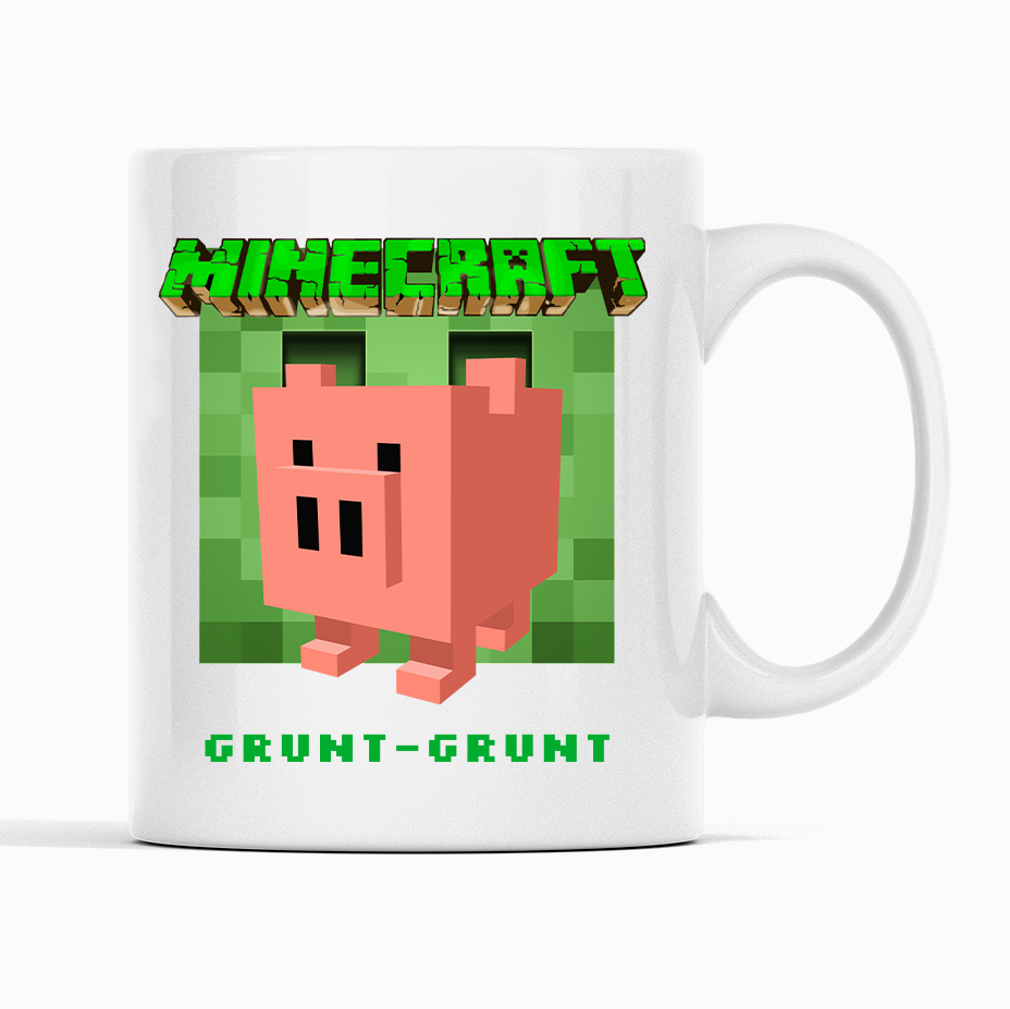 Чашка с принтом игры Minecraft Pig Grunt-Grunt Белый (13548204)