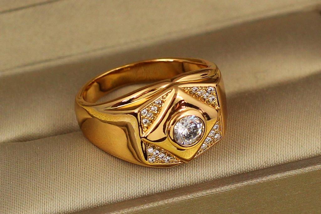 Печать Xuping Jewelry белый фианит на ромбе р. 20 Золотистый