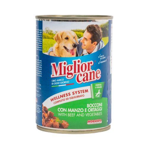 Влажный корм Migliorcane для собак с кусочками говядины и овощами 405 г