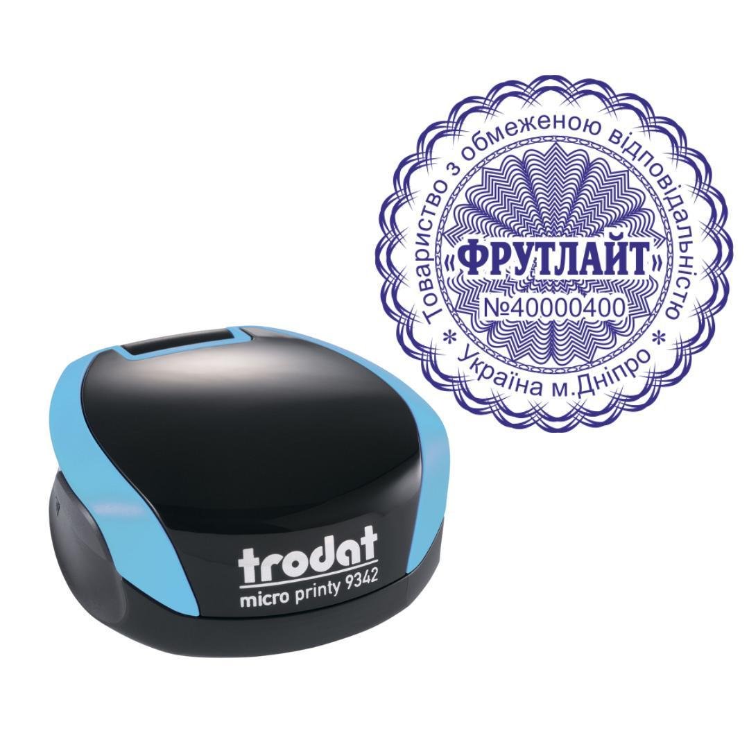 Печать ТОВ на карманном оснащении Trodat Micro Printy 9342 d 42 мм Бирюзовый (ООО22/9342/BZ)