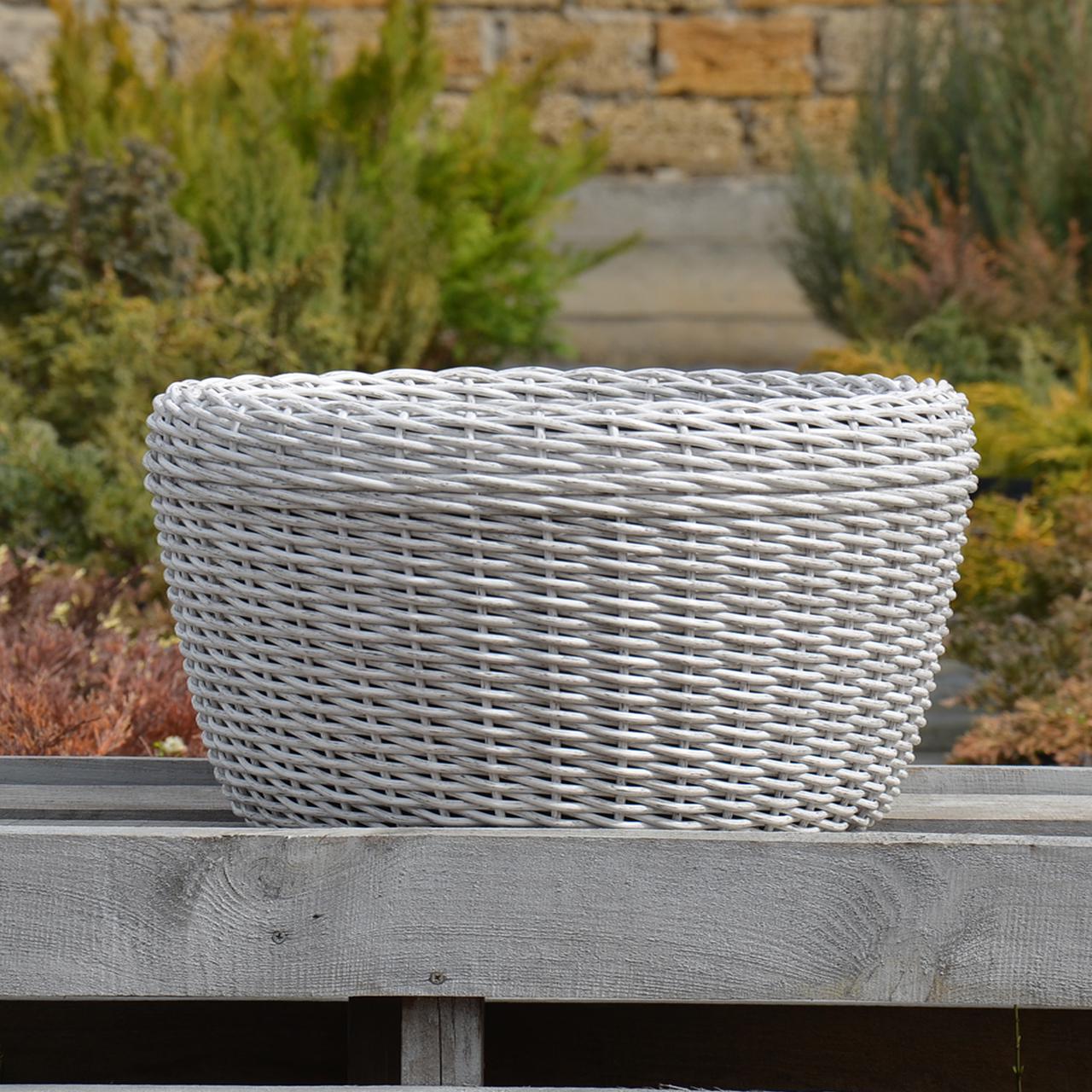 Кашпо велике для рослин та квітів з штучного ротангу/ручної роботи 45 л Біла береза (12343381) - фото 5 Кашпо велике для рослин та квітів з штучного ротангу/ручної роботи 45 л Біла береза (12343381) - фото 5