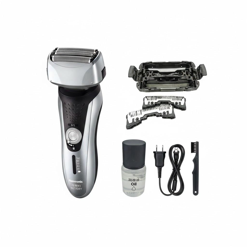 Електробритва Panasonic ES-RF41-S520-AS3 з додатковим комплектом з лез і сітки WES-9172Y і олією WES-8196X-7911 (32395005)