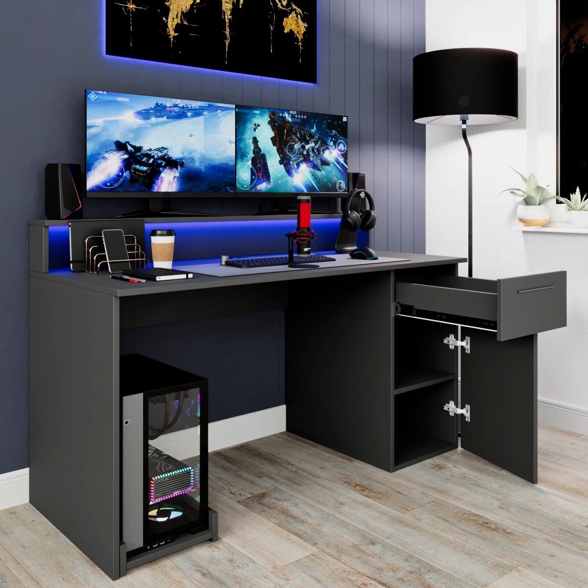 Комп'ютерний стіл Mebellini Комбо NEW 1100х750/900х600 мм Антрацит (арт.SKEP1000-145) - фото 2 Комп'ютерний стіл Mebellini Комбо NEW 1100х750/900х600 мм Антрацит (арт.SKEP1000-145) - фото 2