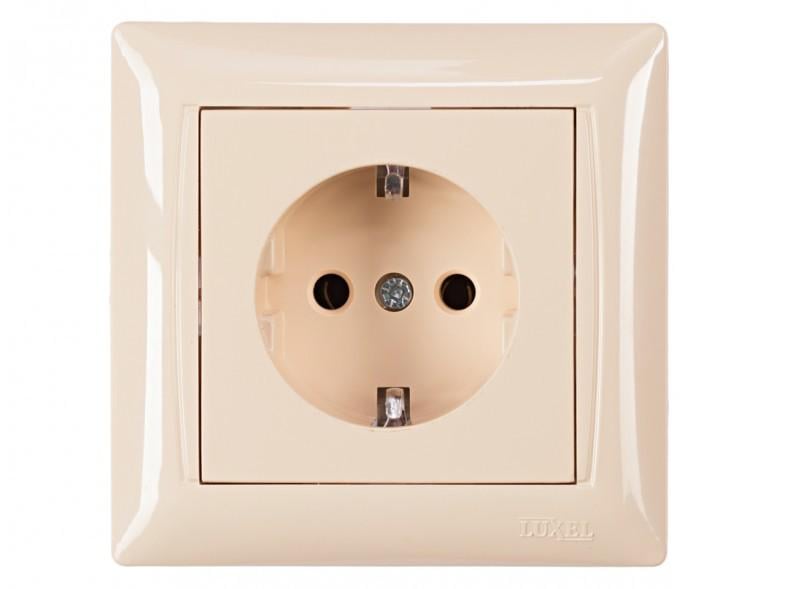 Розетка с заземлением Luxel Primera Кремовый (3304)