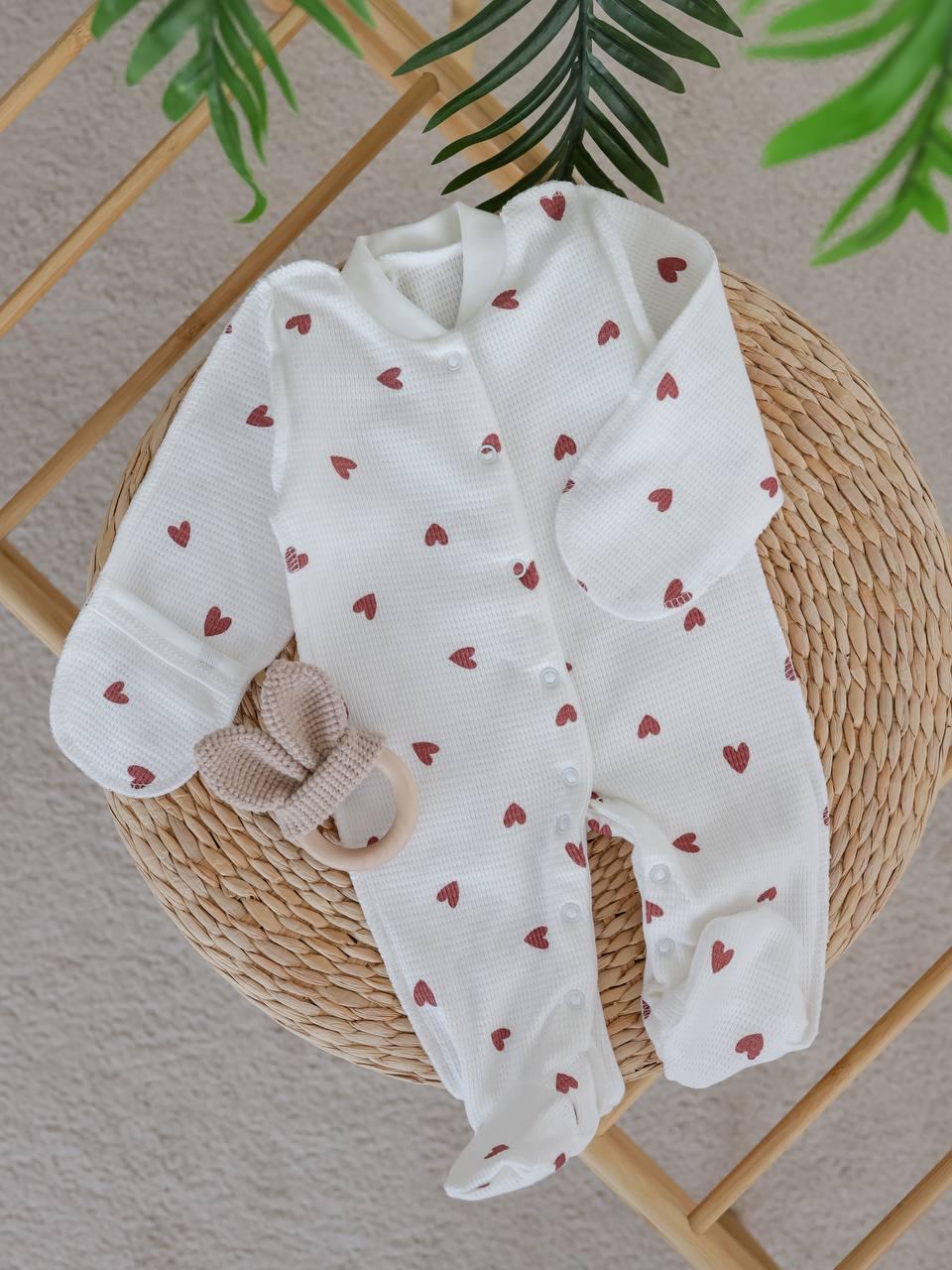 Комбинезон RoyalBaby Вафелька с сердечками р. 56 Белый (143859-19277)