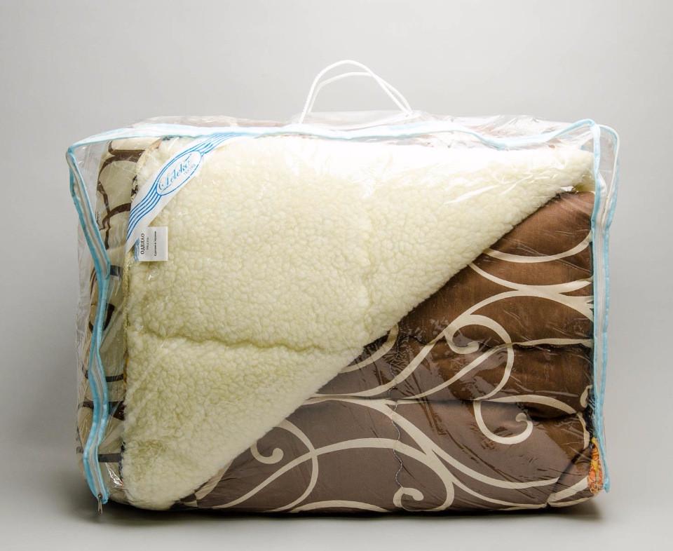 Одеяло полуторное из овечьей шерсти теплое Лери Макс Завитки