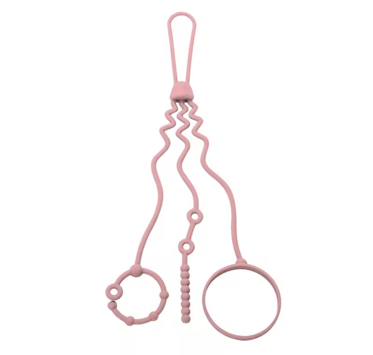 Держатель силиконовый для бутылочки/пустышки/игрушек и клипсы Розовый