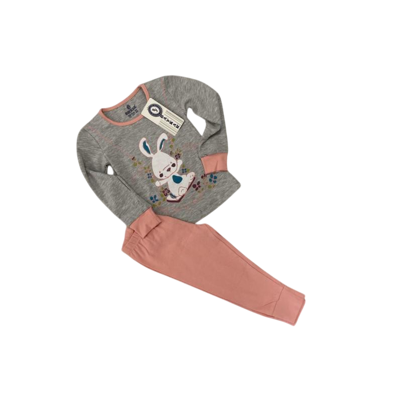 Пижама для девочки хлопковая BAYKAR р. 2 92-98 см 2-3 года Серый меланж с коралловым (9232-220)