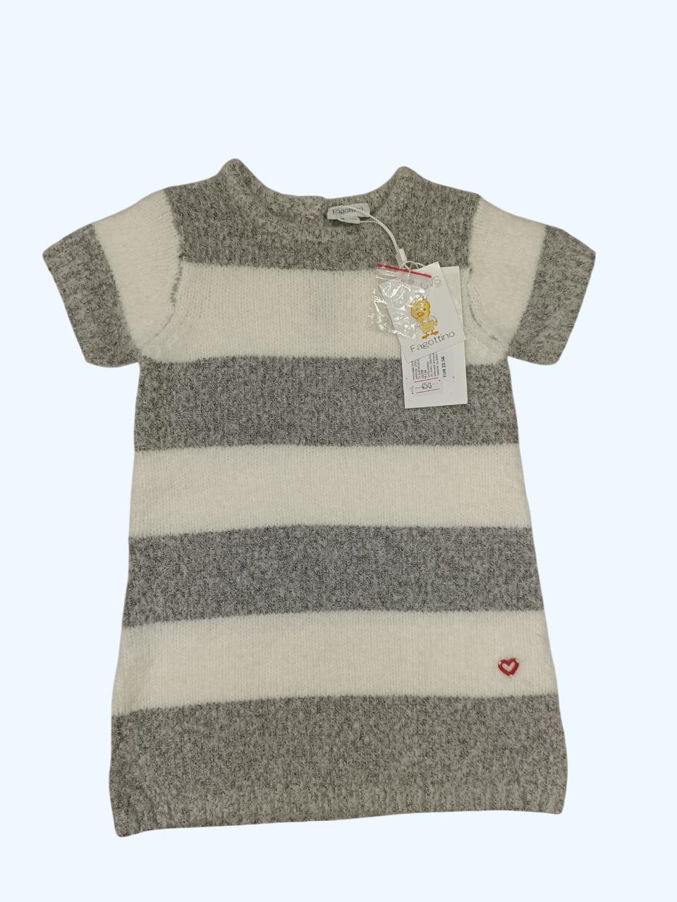 Туніка для дівчинки OVS 86 Білий з сірим (0274)