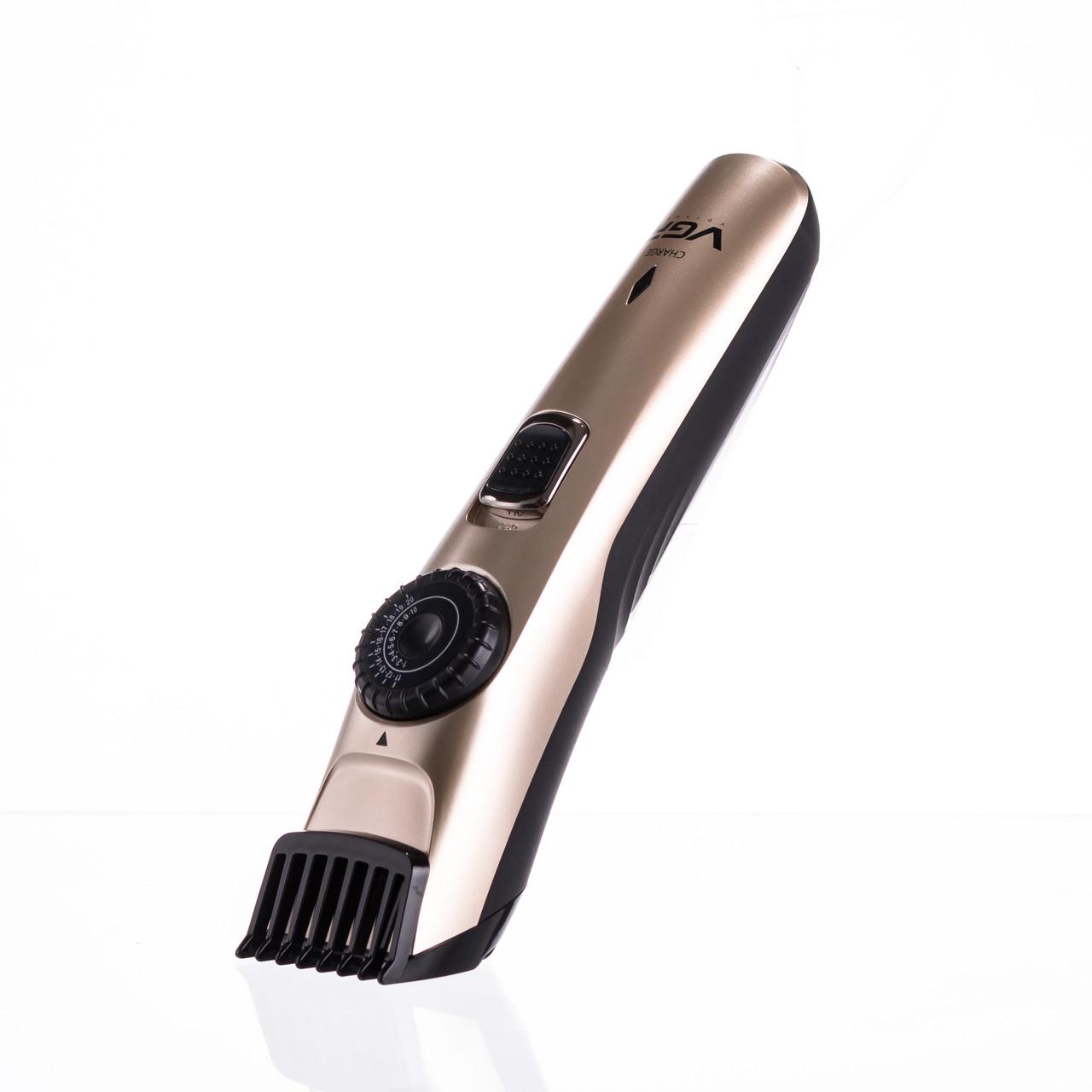 Машинка для стрижки волос и бороды VGR V-031 на аккумуляторе с насадками Золотистый (7356) - фото 5 Машинка для стрижки волос и бороды VGR V-031 на аккумуляторе с насадками Золотистый (7356) - фото 5