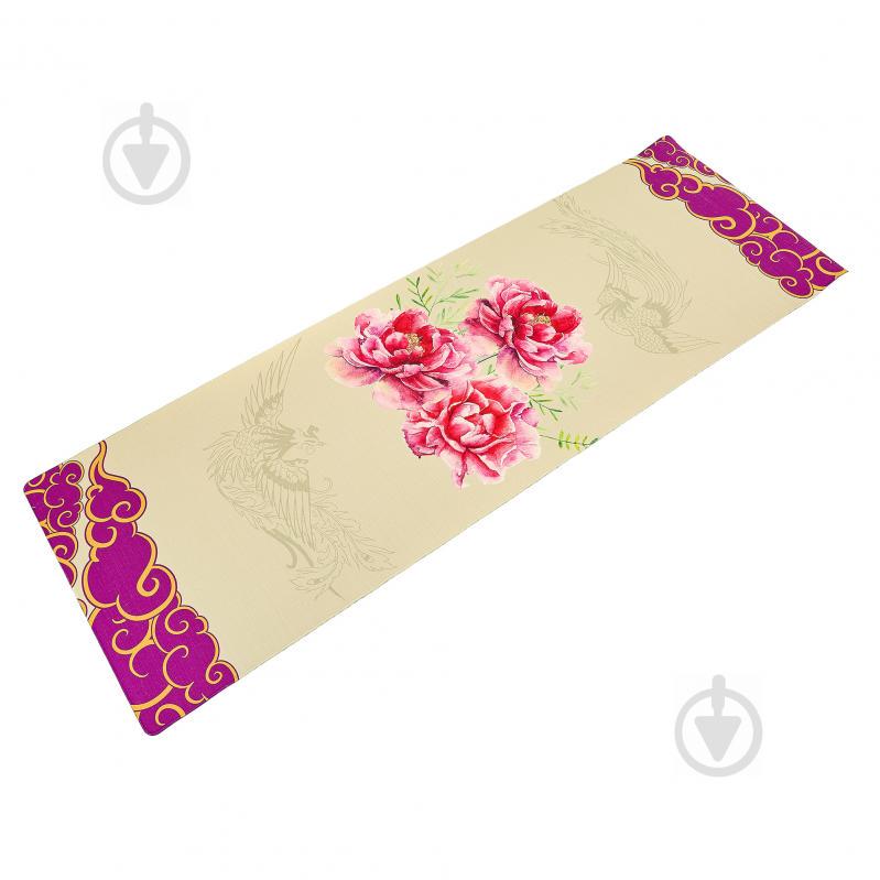 Коврик для йоги Джутовый Yoga mat двухслойный Record FI-7157-7 183cмx61cмx0.3cм Сакура Бежевый