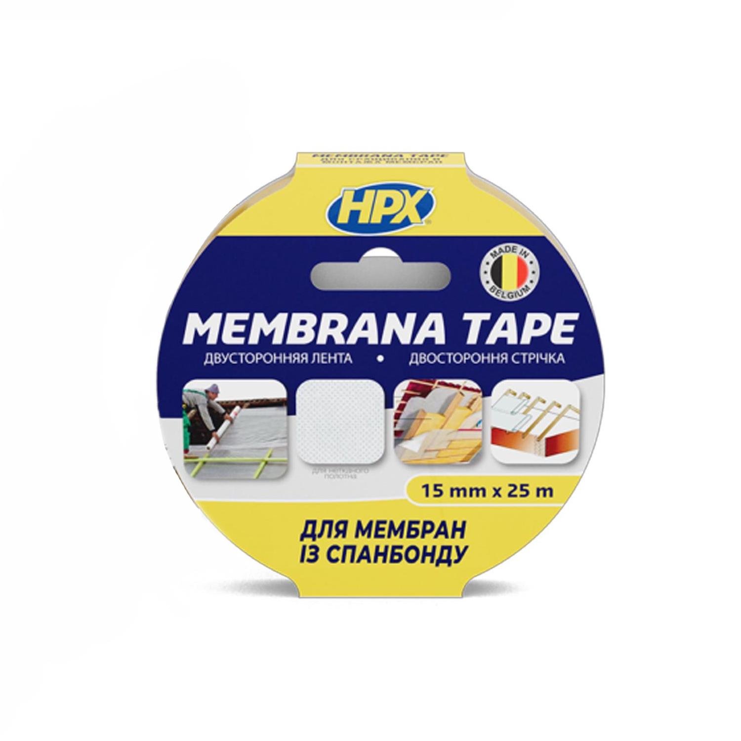 Лента двухсторонняя HPX MEM1525 15x0,1 мм 25 м для мембран полиэфир/акрил Прозрачный (INRUC0020231525000)