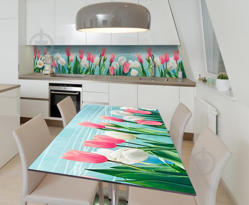 Наклейка 3Д виниловая на стол Zatarga «Стихи о тюльпанах» 650х1200 мм для домов, квартир, столов, кофейн, кафе Наклейка 3Д виниловая на стол Zatarga «Стихи о тюльпанах» 650х1200 мм для домов, квартир, столов, кофейн, кафе