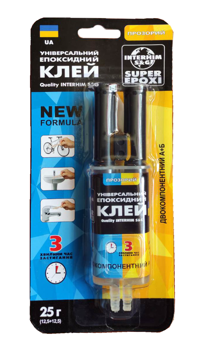 Клей ІнтерХім Універсальний шприц двохкомпонентний 2х125 г (4158)
